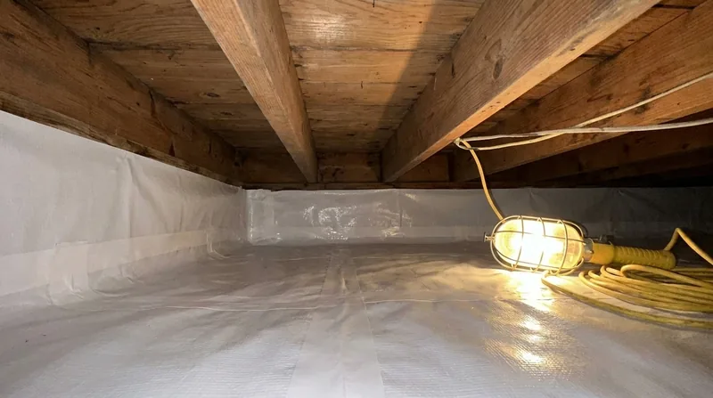 The same crawl space after mold removal and encapsulation